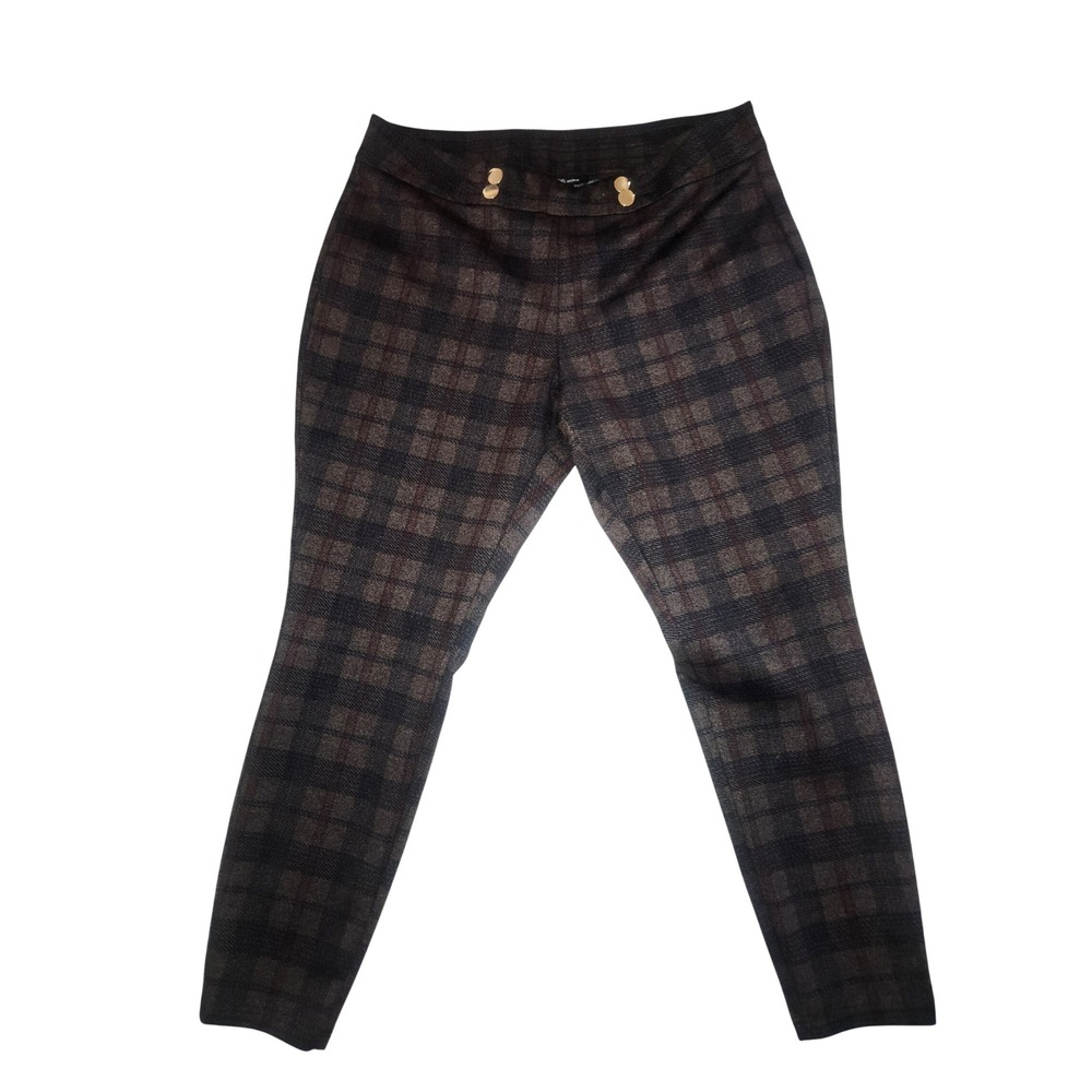 Zac & Rachel Woman Plaid Millennium Pull On Pants Gold Button Brown 1X
Officecor